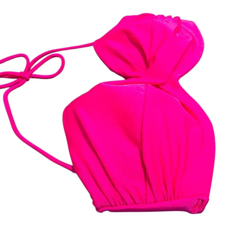 Victorias Secret Bikini Top 34D Pink Shimmer Bandeau Push-Up Twist Gold VS Logo - Picture 7 of 10